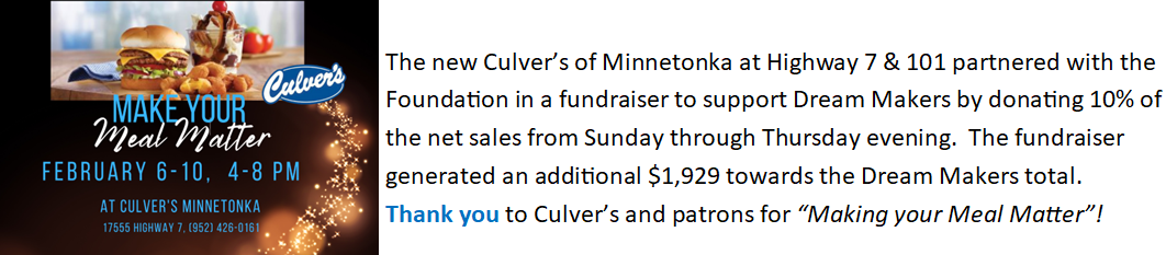 Culver's Fundraiser Results