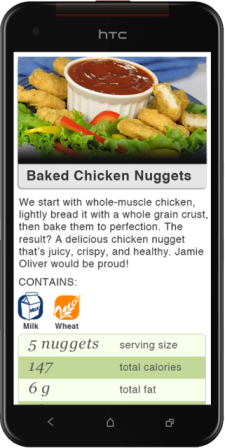 school lunch menu pictured on a smartphone